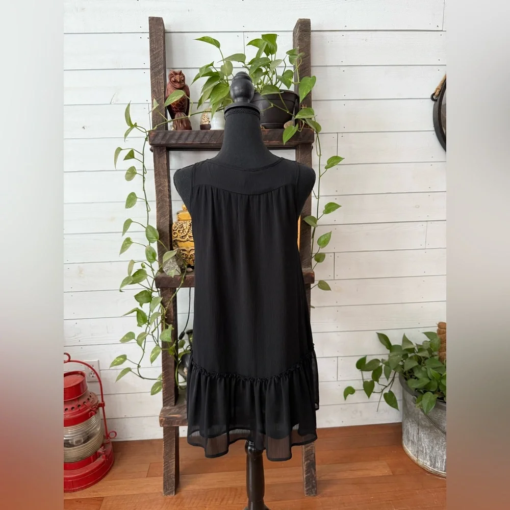 Divided Black Ruffle Hem Dress